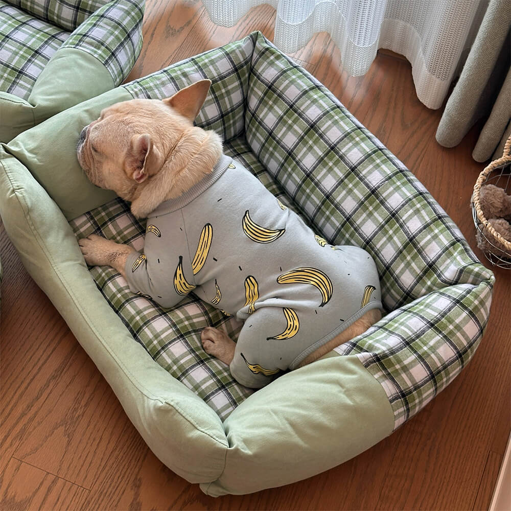 Plush Gingham Orthopaedic Anti-Slip Washable Dog & Cat Bed