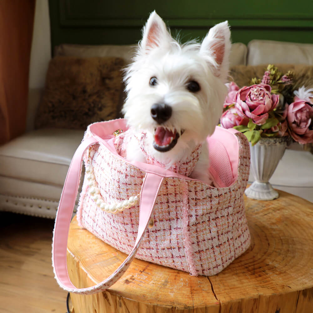 Soft Tweed Luxury Chequered Lightweight Dog & Cat Carrier Bag