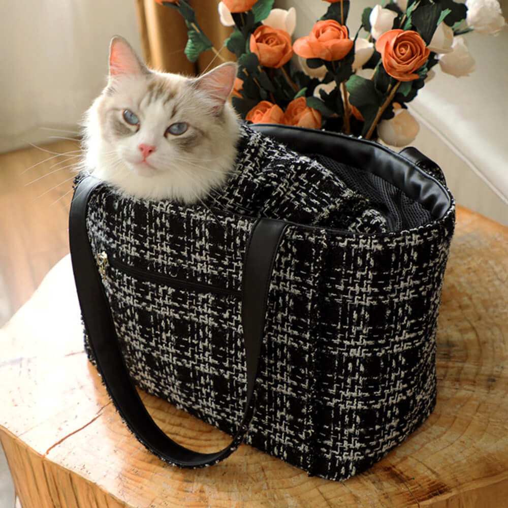 Soft Tweed Luxury Chequered Lightweight Dog & Cat Carrier Bag