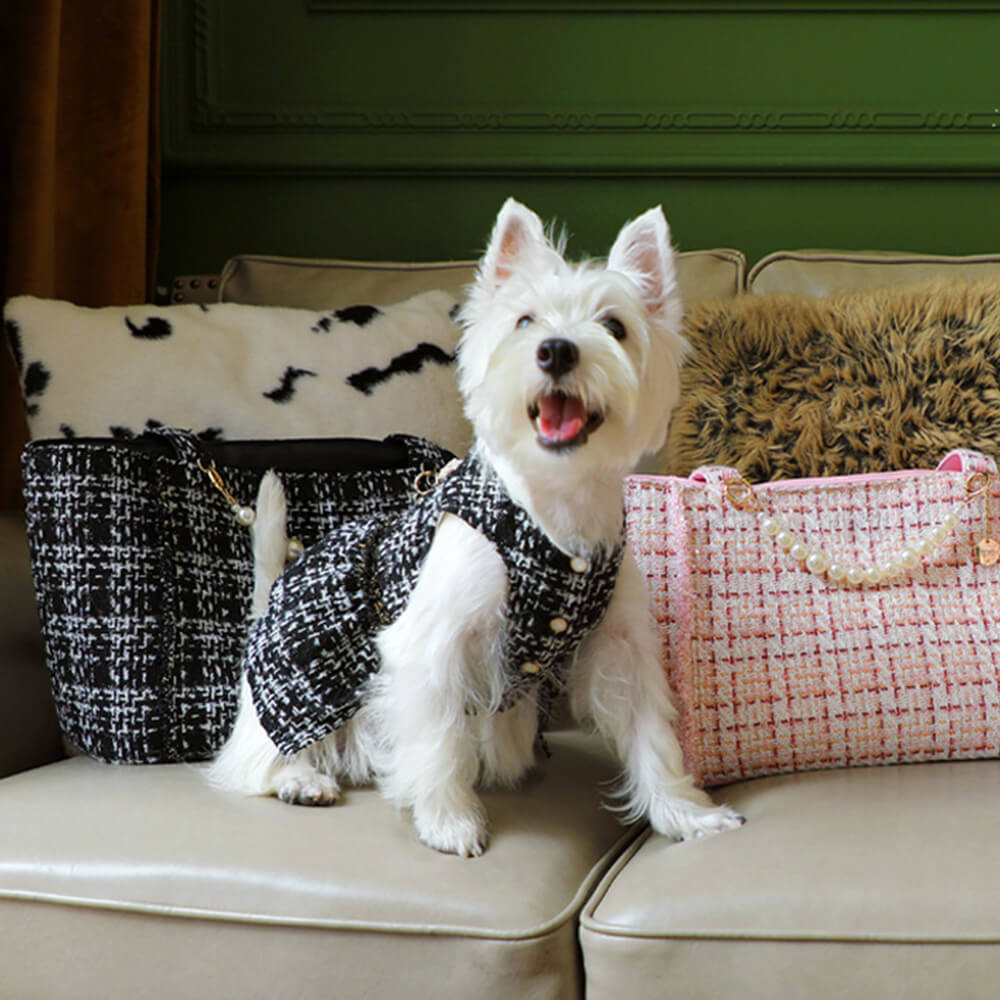 Soft Tweed Luxury Chequered Lightweight Dog & Cat Carrier Bag