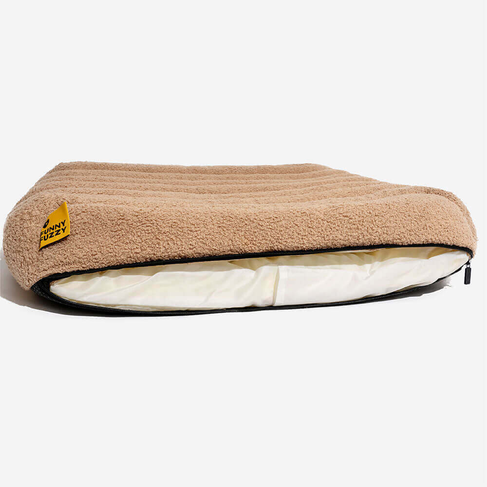 Large Washable Creamy Cosy Flat Dog Beds - Cheesecake