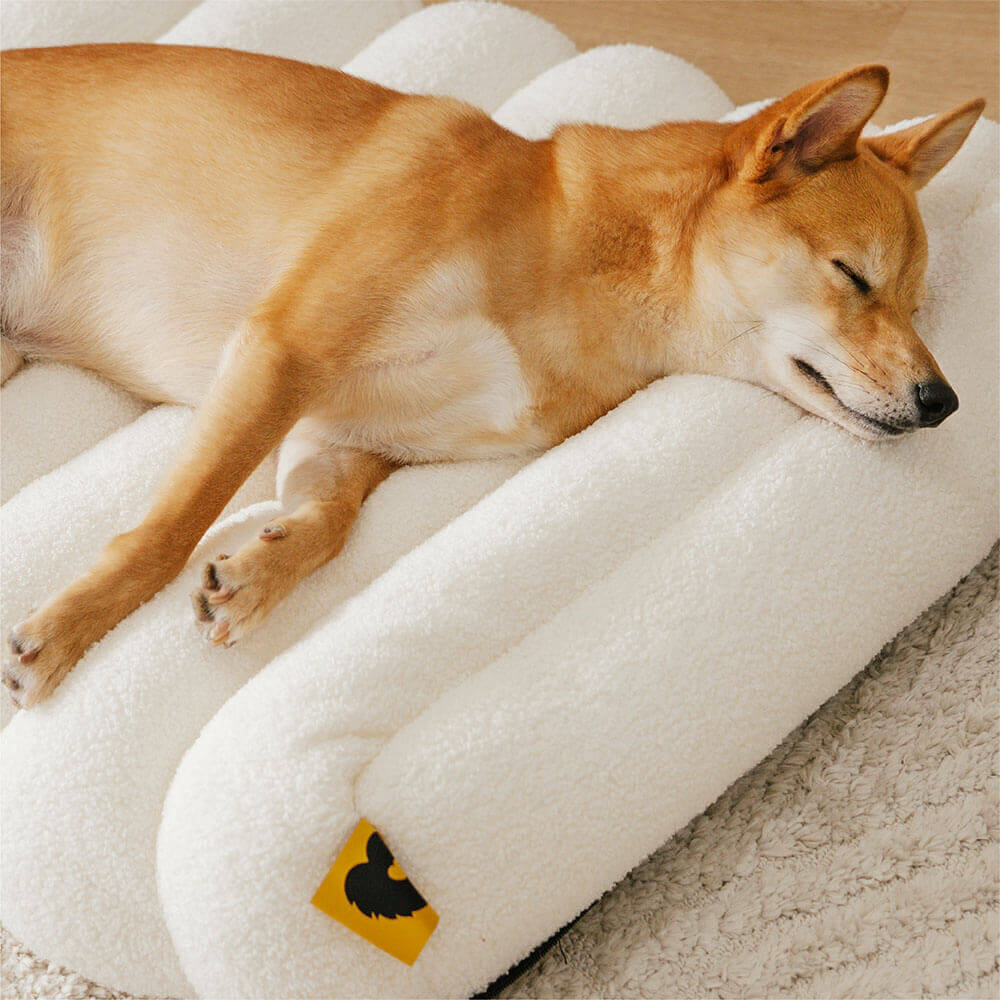 Large Washable Creamy Cosy Flat Dog Beds - Cheesecake