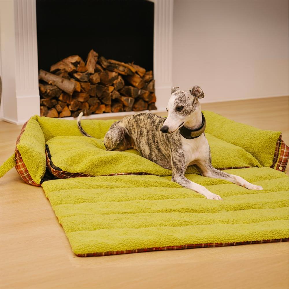 Large Washable Vintage Tartan Folding Blanket Dog Beds - Avocuddle