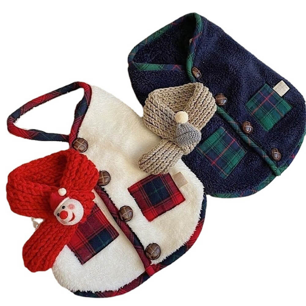 Plaid Winter Dog Jacket with Scarf – Festive and Cosy for the Holidays