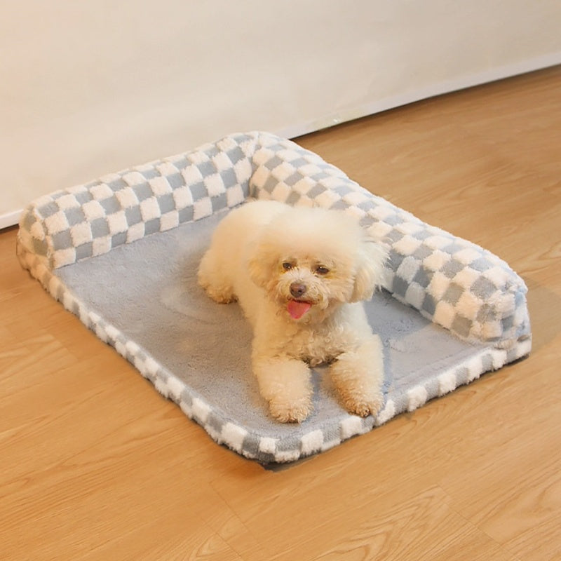 Chequerboard Soft Neck Guard Large Dog Pillow Bed