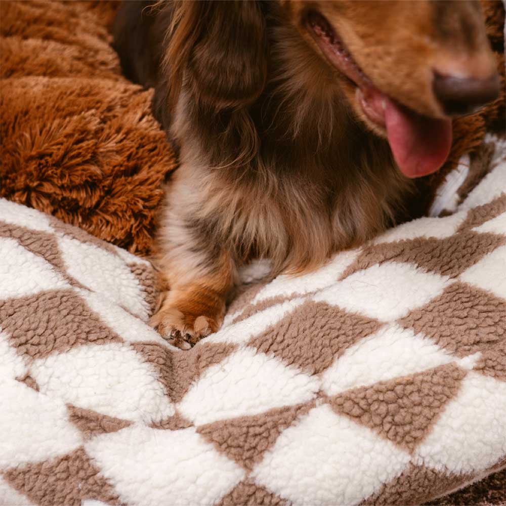 Classic Argyle Washable Bolster Donut Dog Bed - Cosy Haven