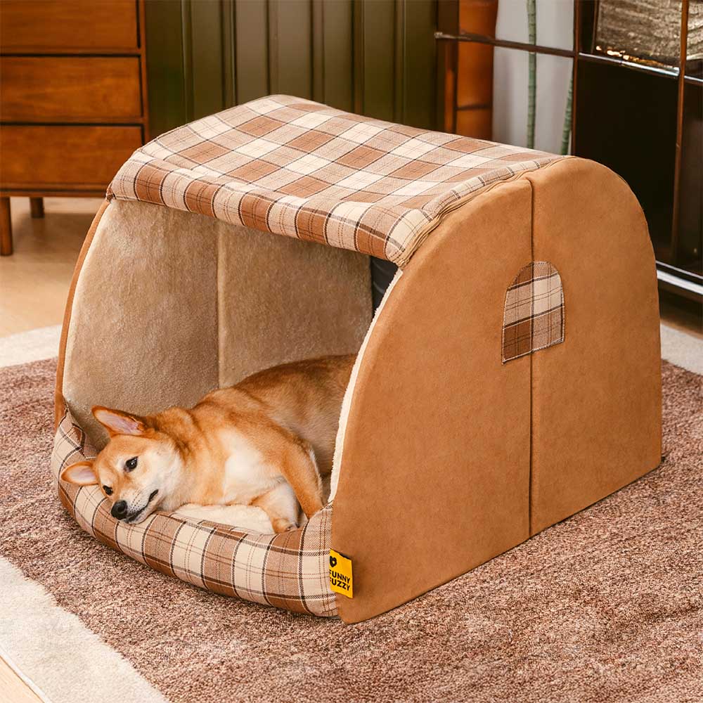 Classical Plaid House Orthopaedic Dog Bed - Warm Retreat