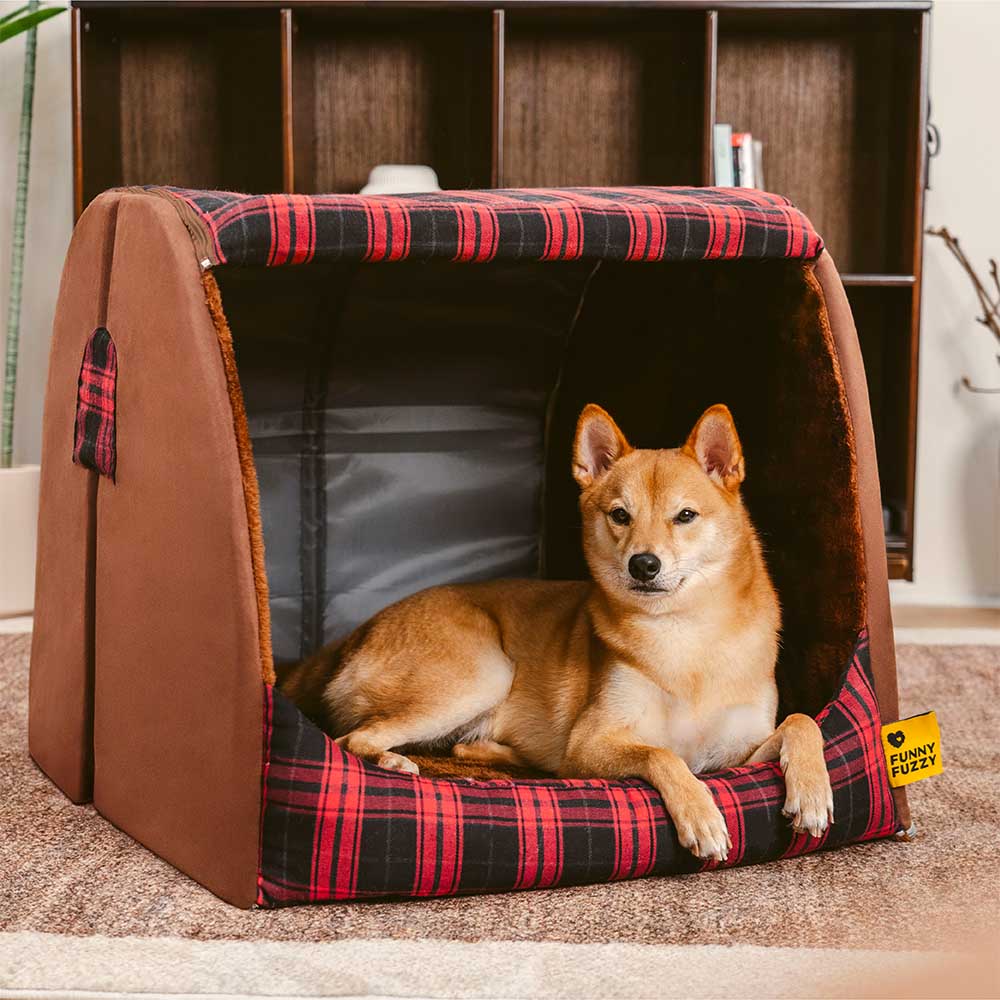 Classical Plaid House Orthopaedic Dog Bed - Warm Retreat