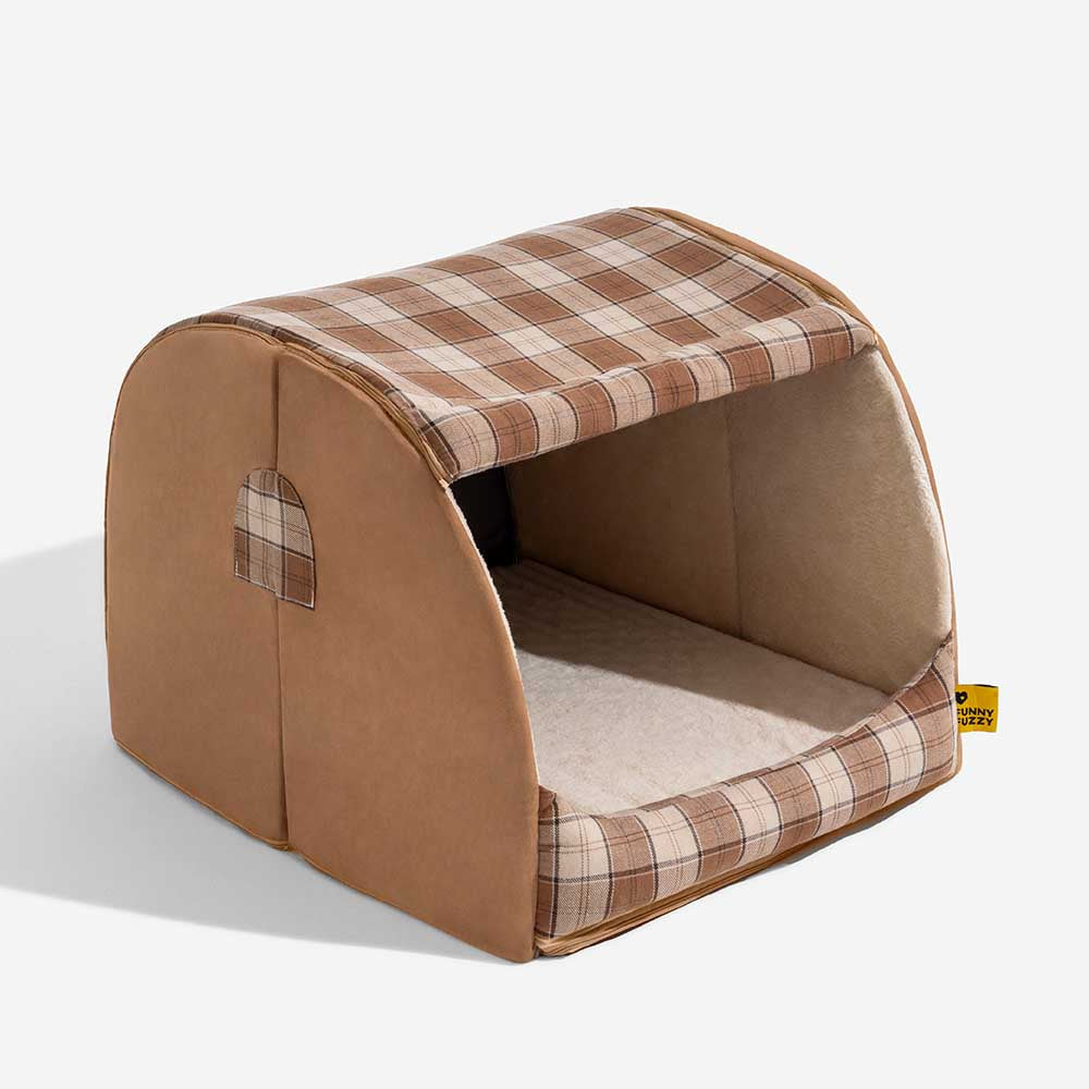 Classical Plaid House Orthopaedic Dog Bed - Warm Retreat