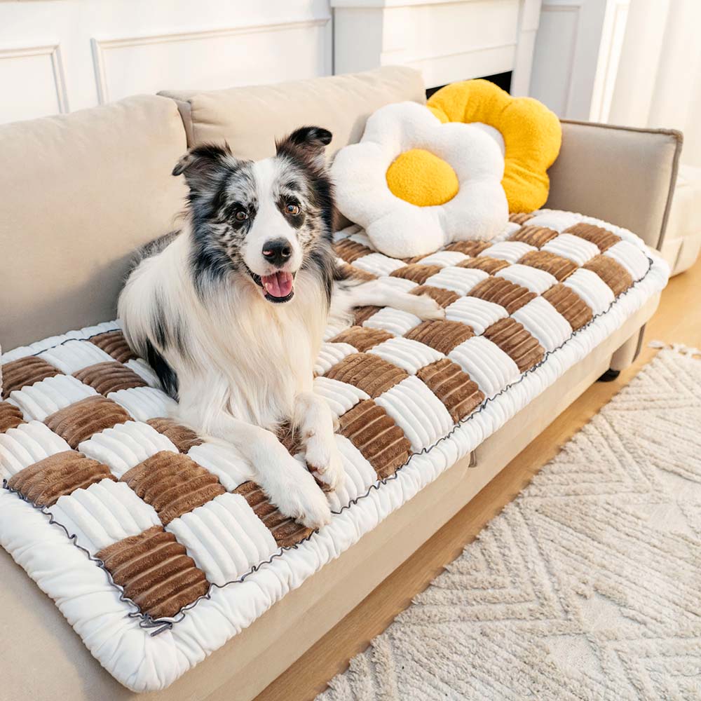 Cosy Plaid Patchwork Pet Mat Furniture Protector Couch Cover