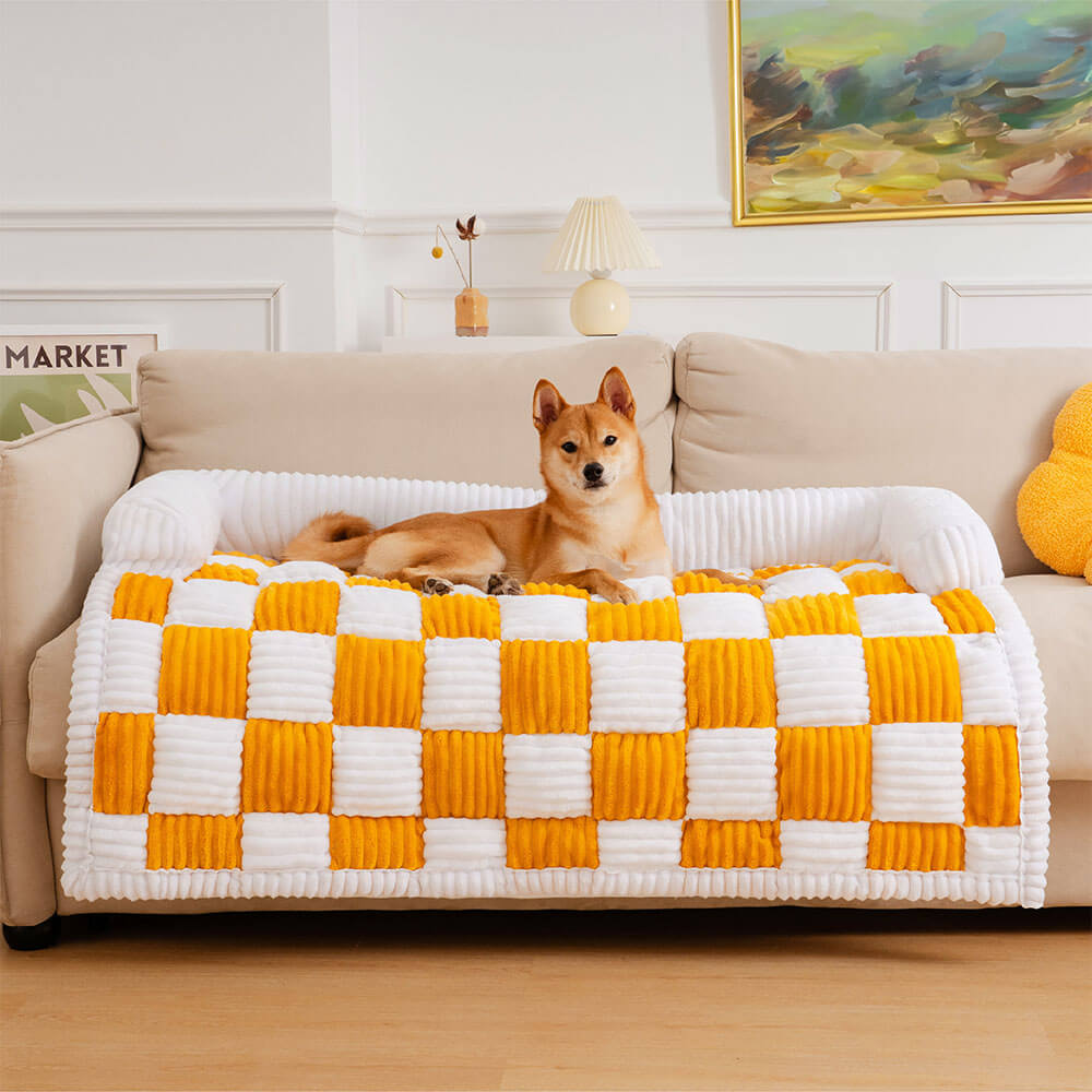 Cosy Plaid Patchwork Pet Mat Furniture Protector Couch Cover