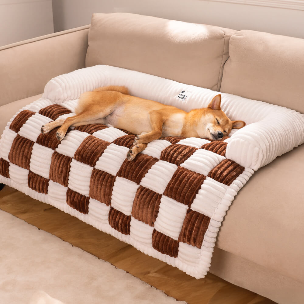 Cosy Plaid Patchwork Pet Mat Furniture Protector Couch Cover