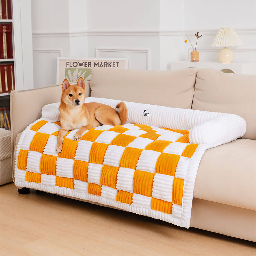 Cosy Plaid Patchwork Pet Mat Furniture Protector Couch Cover