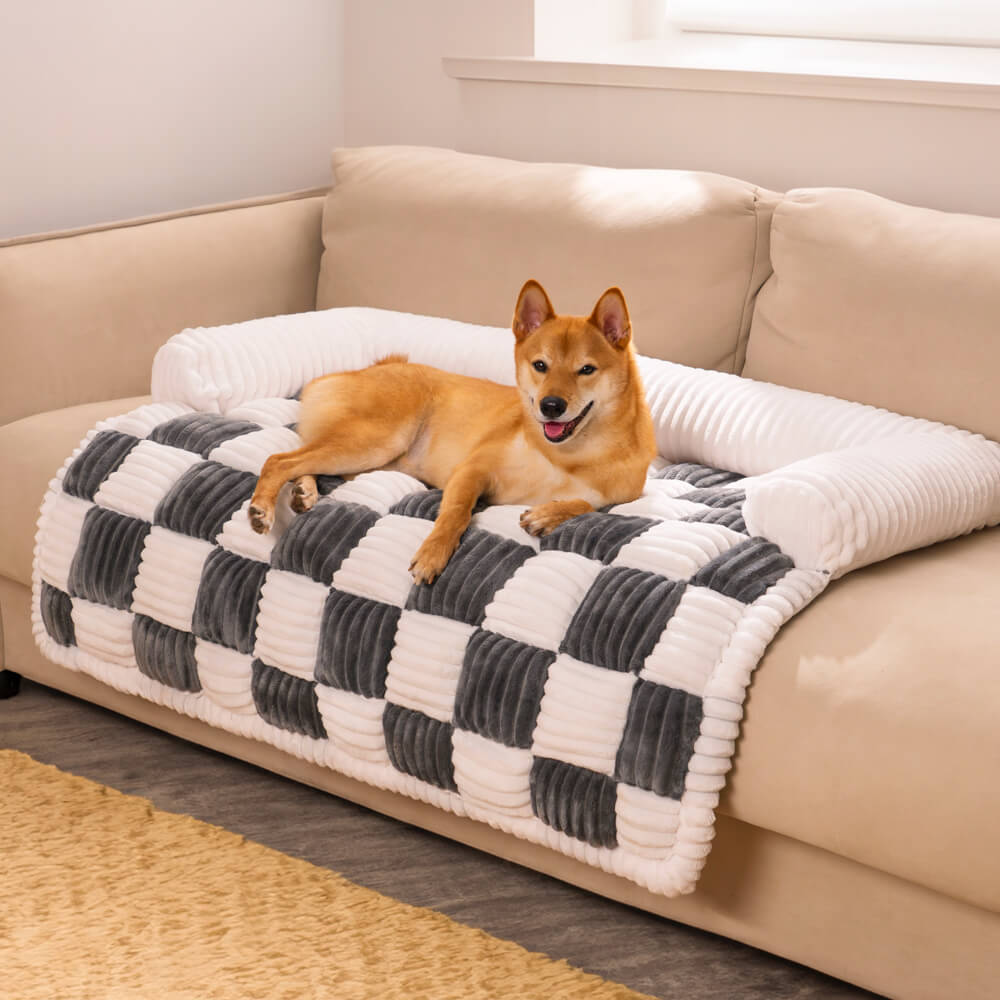 Cosy Plaid Patchwork Pet Mat Furniture Protector Couch Cover