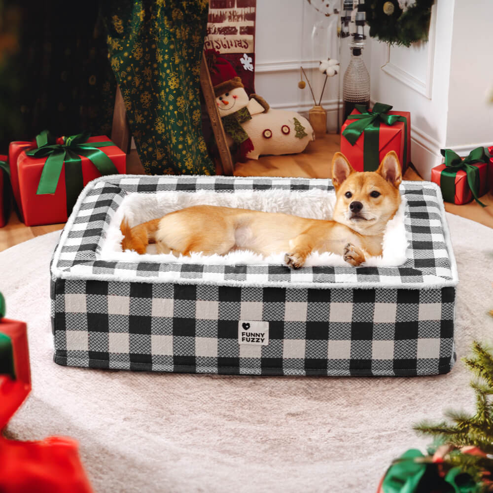 Festive Classic Tartan Cosy Dog Anti-Anxiety Calming Bed