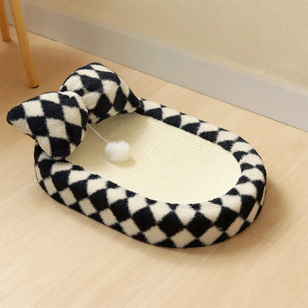 Chequerboard Sisal Cat Bed with Integrated Scratching Board – Stylish and Durable