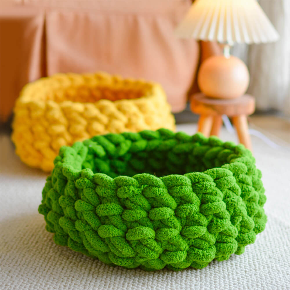 Chunky Handwoven Cosy Breathable Round Cat Nest Bed