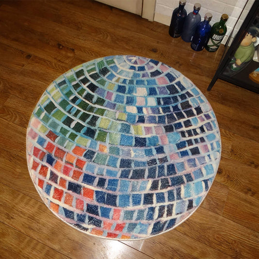 Disco Ball Colour Block Faux Cashmere Round Rug