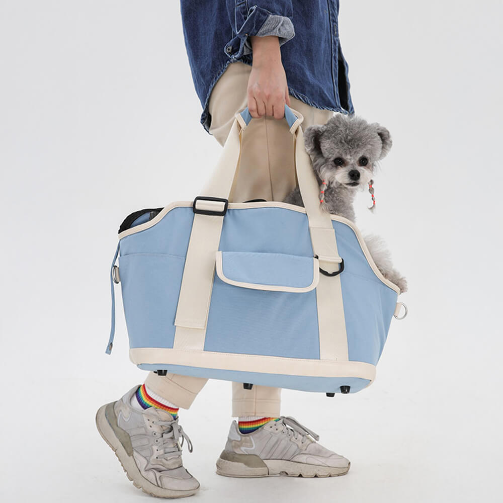 Lightweight Contrast Colour Waterproof Multi-Function Pet Travel Tote Bag