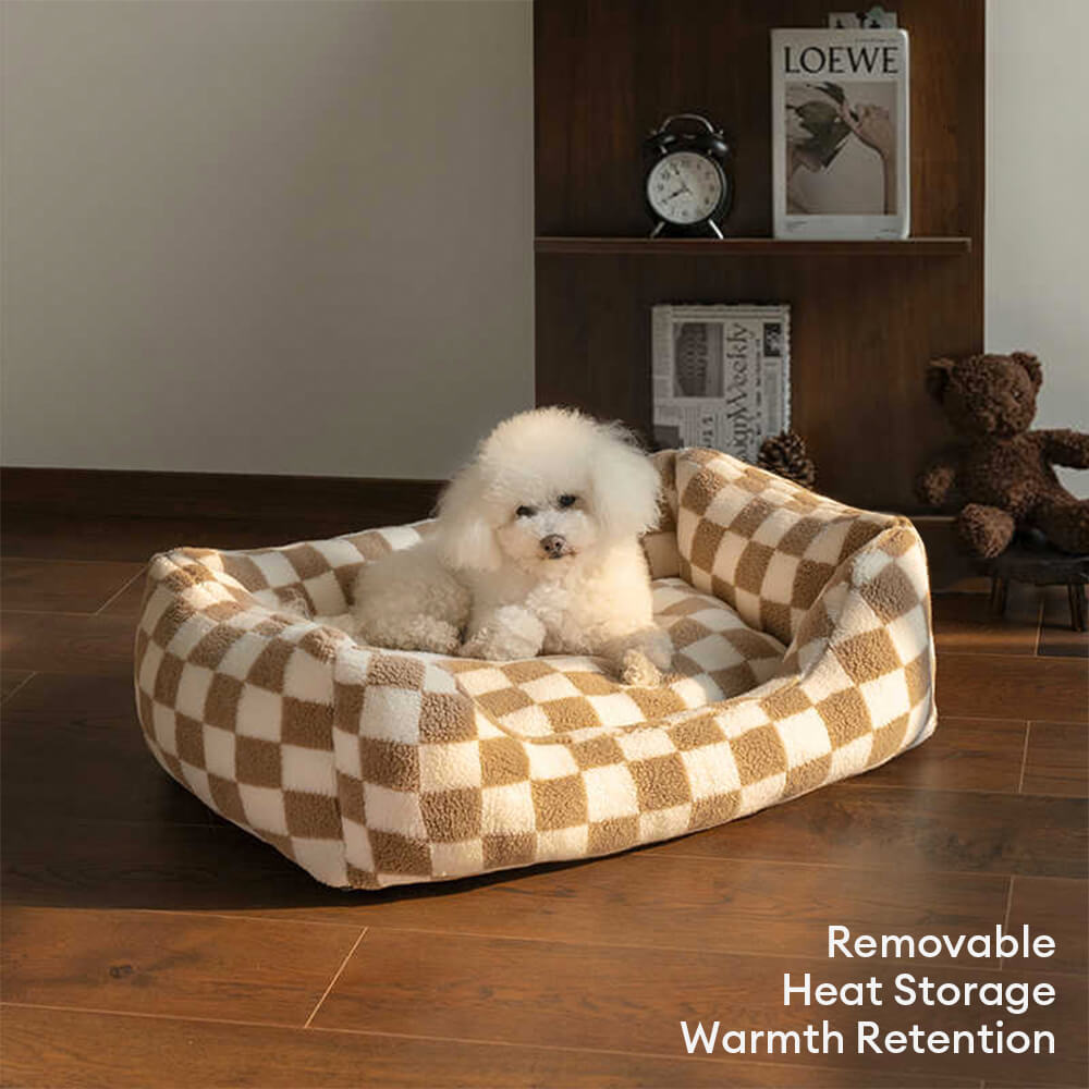 Stylish Chequerboard Warmth Removable Washable Dog Sofa Bed