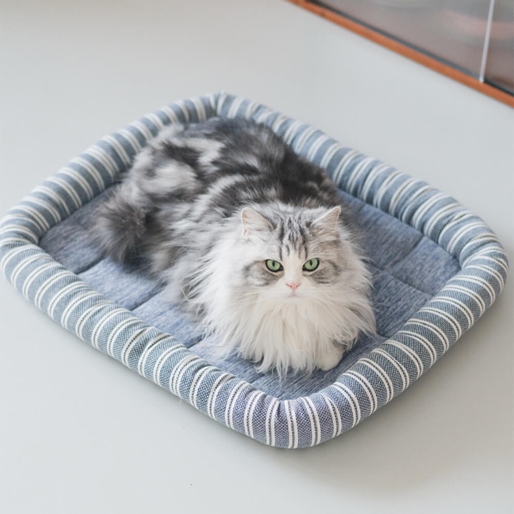 Stylish Striped Cooling Ice Silk Soft Dog & Cat Bed Mat