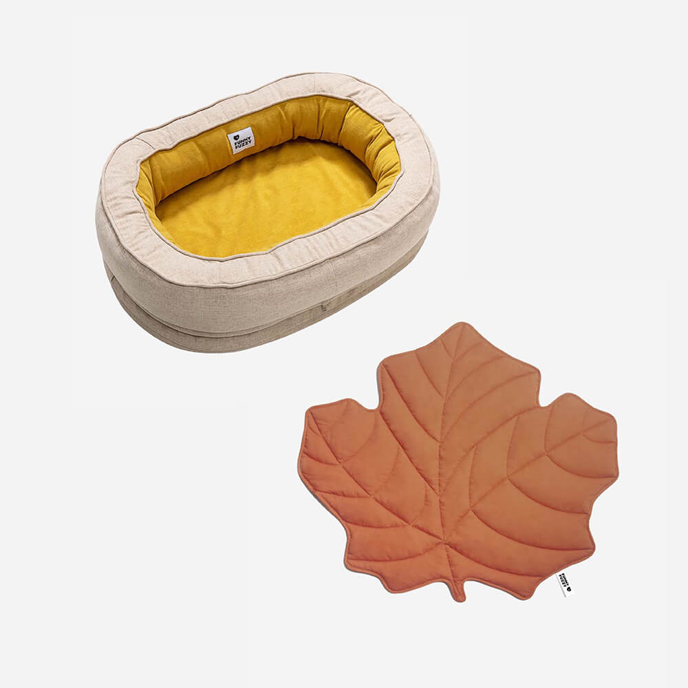 Leaf Shape Dog Blanket With Donut Dog Bed Luxury Dog Gifts