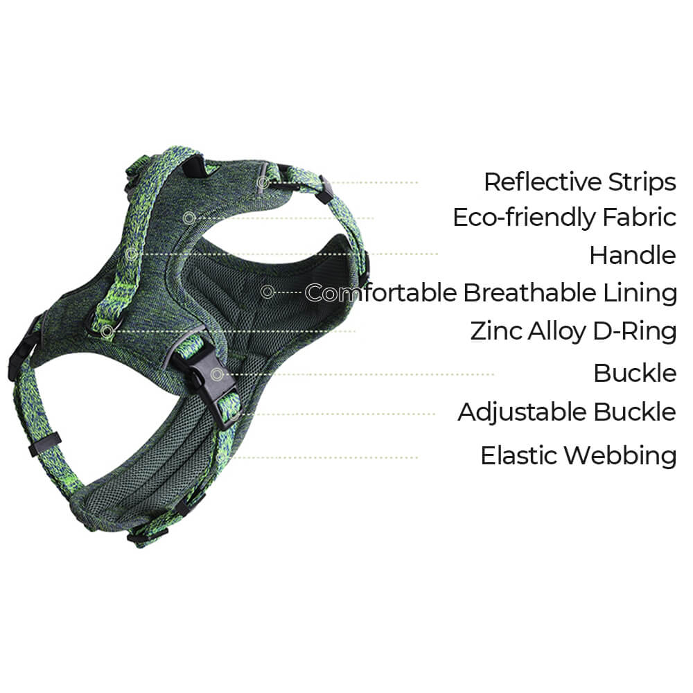 Eco-friendly Recycled Fabric No-Pull Dog Harness and Lead