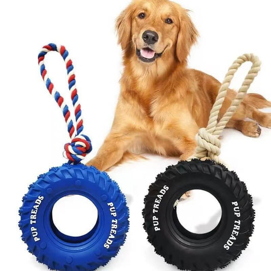 Rubber Tire Dog Interactive Toy Teething and Chewing Toy