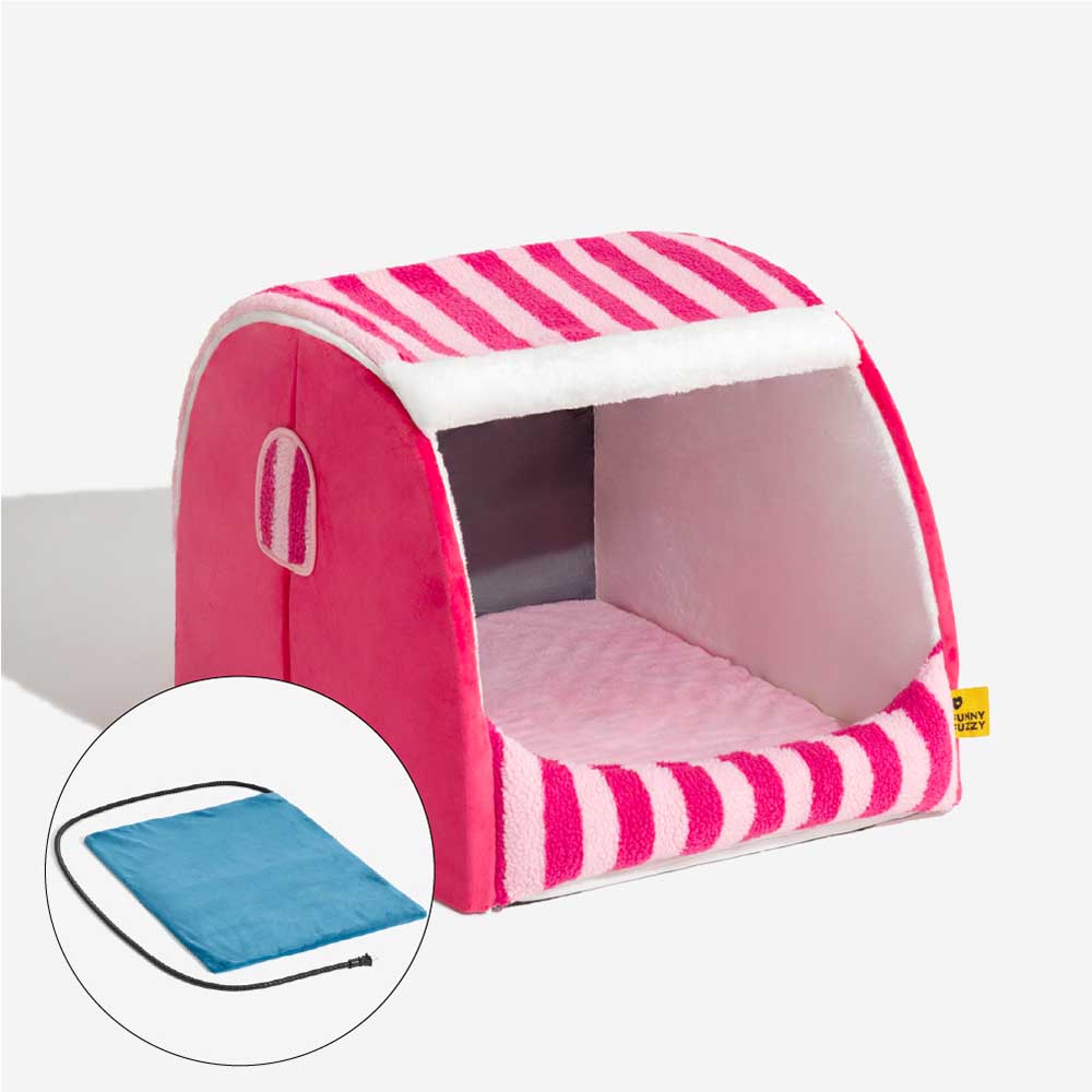 Trendy Striped House Orthopaedic Dog Bed - Cosy Hideaway