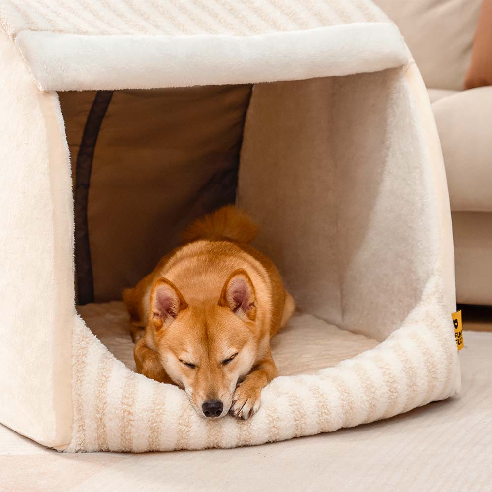 Trendy Striped House Orthopaedic Dog Bed - Cosy Hideaway