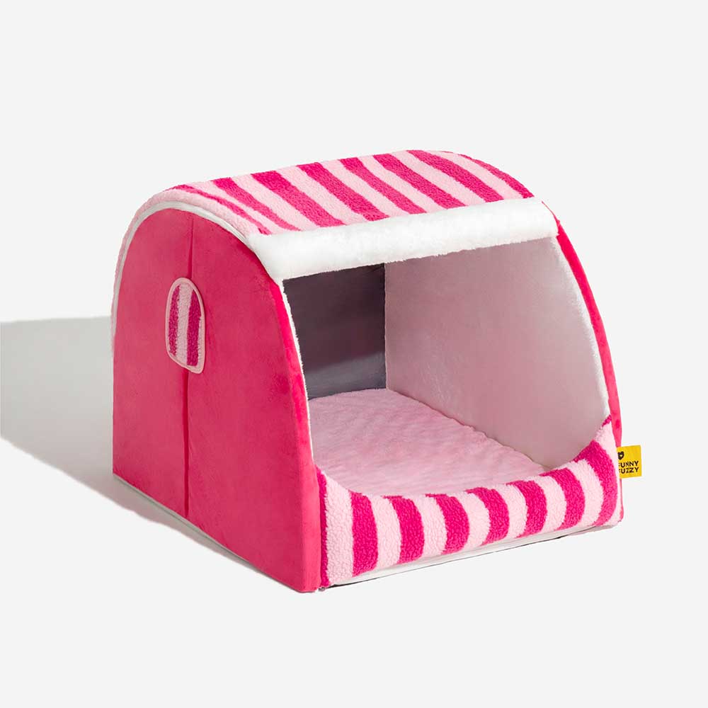 Trendy Striped House Orthopaedic Dog Bed - Cosy Hideaway