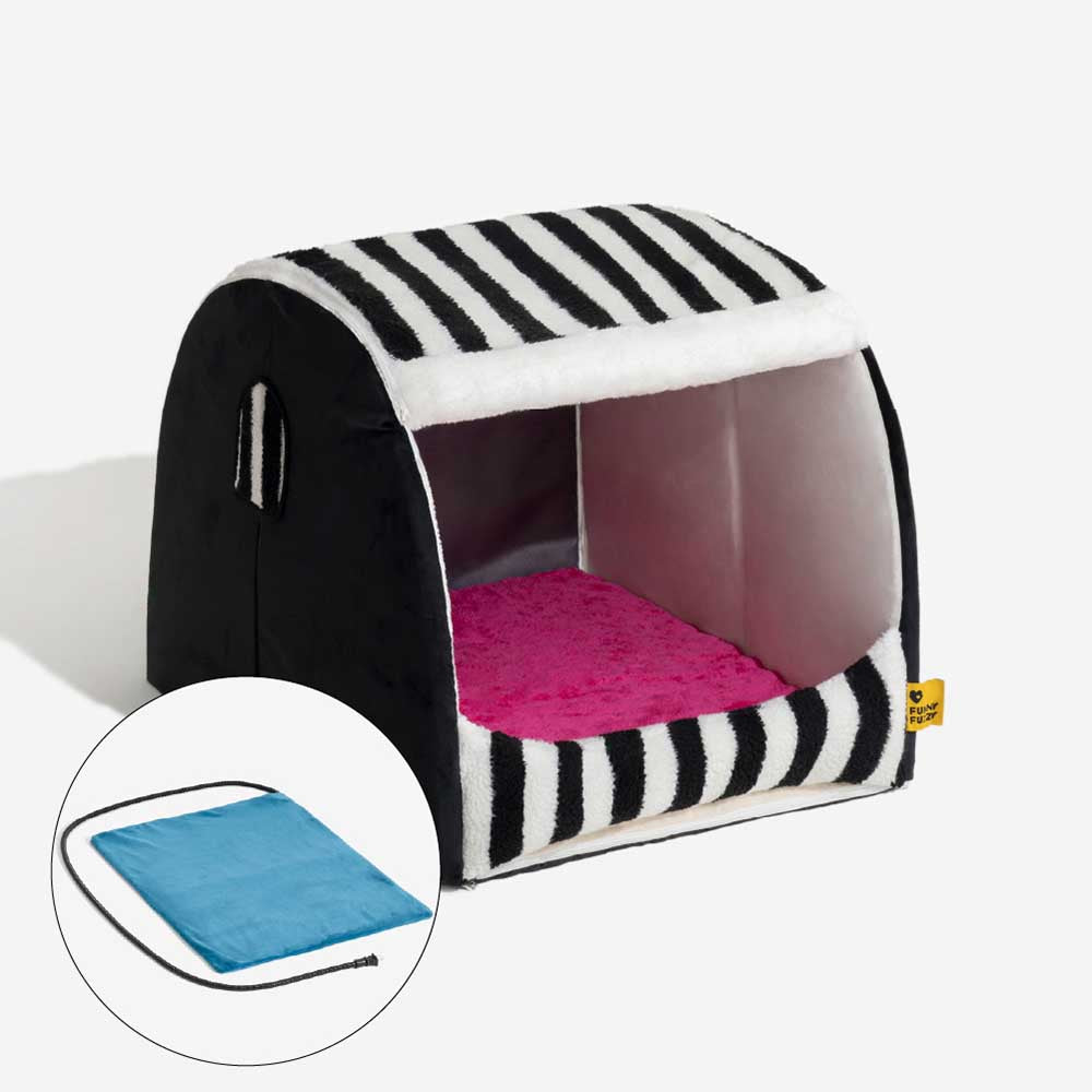 Trendy Striped House Orthopaedic Dog Bed - Cosy Hideaway