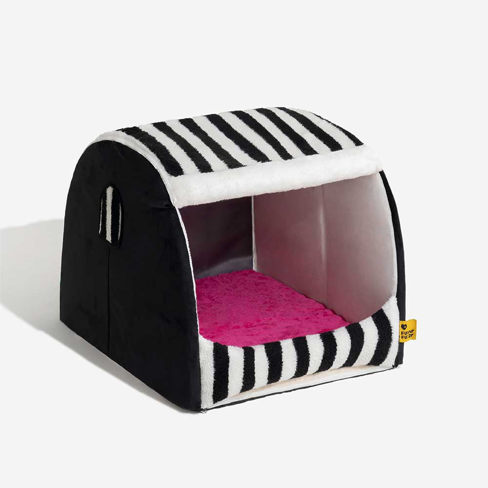 Trendy Striped House Orthopaedic Dog Bed - Cosy Hideaway