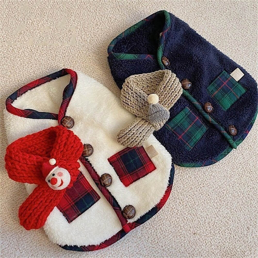 Plaid Winter Dog Jacket with Scarf – Festive and Cosy for the Holidays