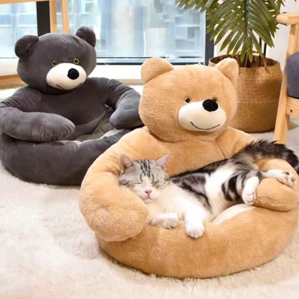 Cute Detachable Cuddle Bear Cat Bed